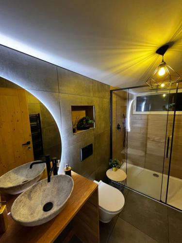 ห้องน้ำ, Wellness Chata Hideaway se saunou a vířivkou (Wellness Chata Hideaway se saunou a virivkou) in เตรเบโชวิซ