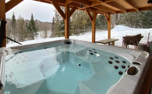 Chalet bois rond aux paysages uniques avec Spa !