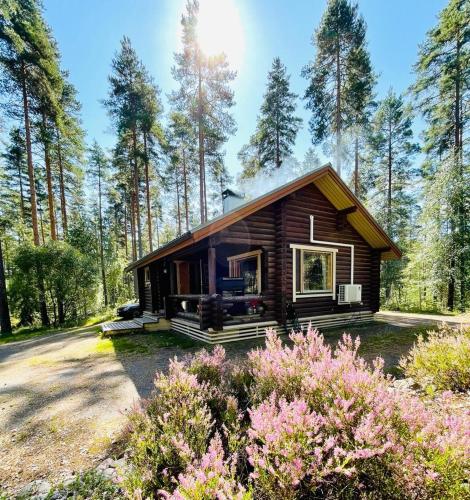 . Mökki saunalla mäntymetsässä