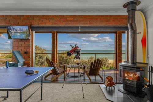 Beachfront-private beach access and 180 degree bay views!