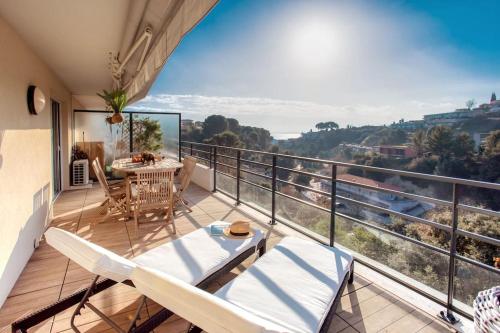 L8 Calm, panoramic Sea View withTerrace, Parking & AC - Location saisonnière - Saint-Laurent-du-Var