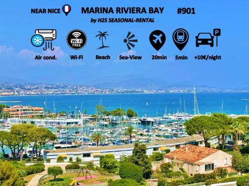 #901 MARINA RIVIERA BAY - Studio vue Mer et Port Panoramique - Location saisonnière - Villeneuve-Loubet