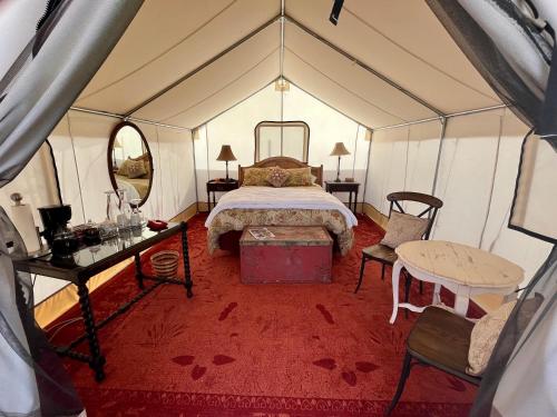 Bed, Cosmo Glamping Tent at Zenzen Gardens in Paonia (CO)