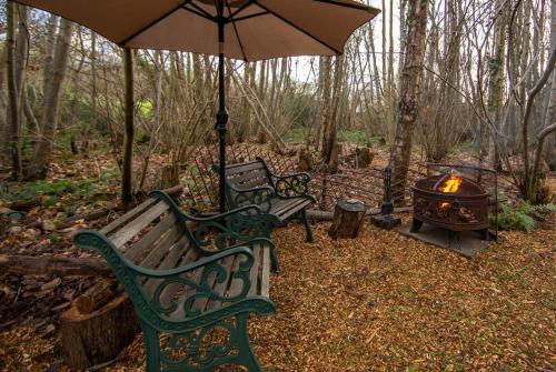 Cosy woodland Romantic retreat With log fires and nature