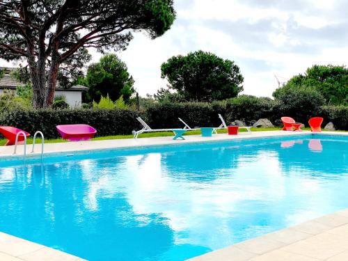 Mini Villa vue mer, Piscine tennis située dans residence privée, Palombaggia