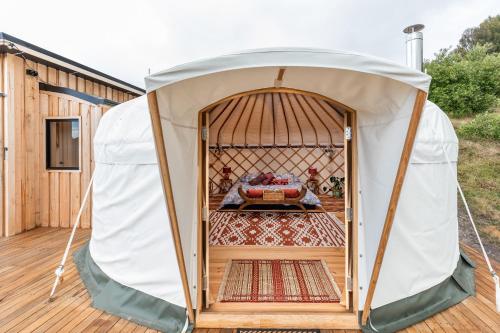 Luxury yurt glamping at Littlegrove