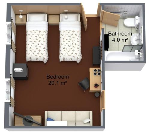 1 double bed, 1 sofa bed