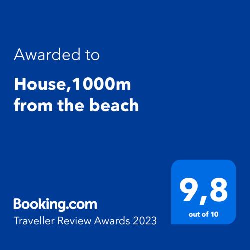 House,1000m from beach