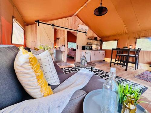 Tropical glamping with hot tub