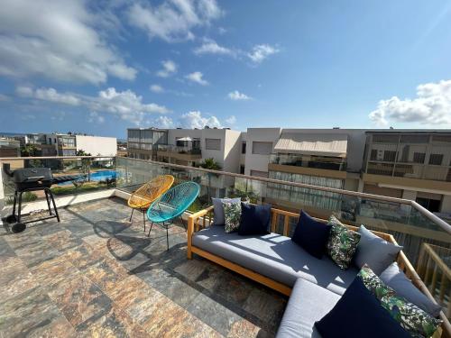 阳台/露台, Blue Beach, Sidi Rahal, Appartement pour familles in 希迪拉哈尔