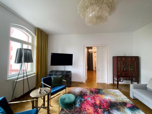 Közös társalgó / TV, Helsinki Apartment Erfurt 1 in Bruhlervorstadt