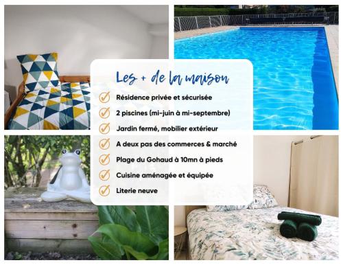 Charmante maison de vacances, 4P, piscines, proche Gohaud