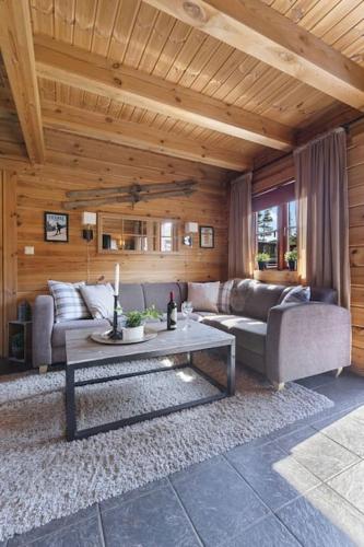 ห้องส่วนกลางสำหรับนั่งเล่น/ดูทีวี, Tradisjonell laftet hytte in วราดาล