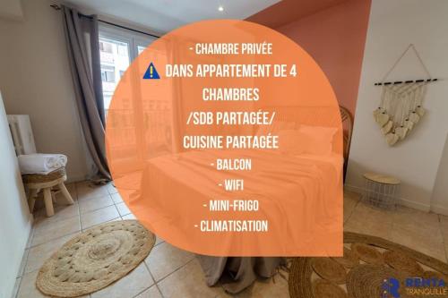 Chambre 1 René Cassinbalcon Wifi Mini-frigo TV - Apartment - Nice