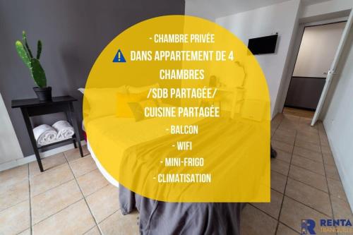 Chambre 2 René Cassinbalcon Wifi Mini-frigo TV - Apartment - Nice