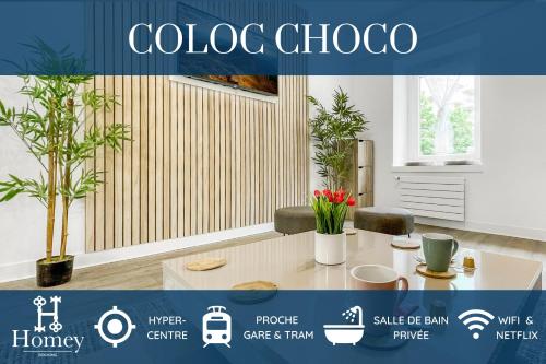 LA COLOC CHOCO - Belle Colocation en hypercentre / 5 chambres privées / Salle de bains privative / Proche Gare et Tram / Wifi et Netflix - Chambre d'hôtes - Annemasse