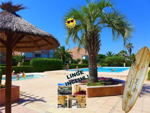 Appt T2, piscine, à 130 m de la plage! Parking privé clos, Lave linge, lave vaisselle, draps, linge et ménage inclus! - Location saisonnière - Palavas-les-Flots