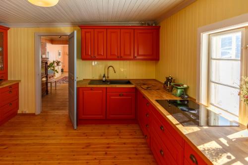 virtuve, Vinjestogo- mesmerizing mountain view, sauna with a view and eco living in an old school house in Vevle