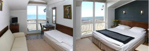 1 queen bed, 1 twin bed, 1 sofa bed