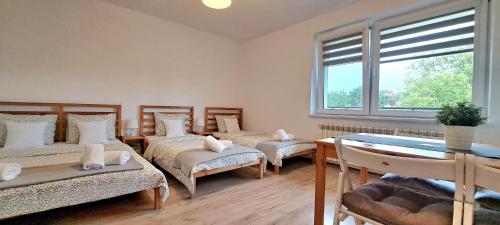 1 double bed, 2 twin beds