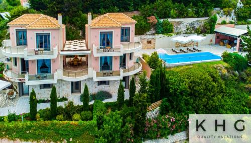 Elli's Villas complex in Petani beach! Majestic wide angle sea views along Petani beach!