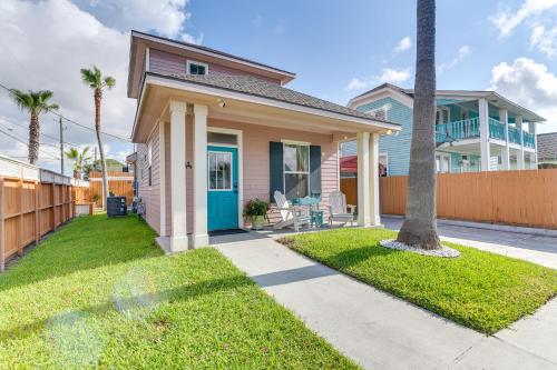 Walk to Beach Colorful Home with Patio in Galveston