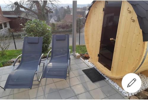 Ferienloft Ottos Werkstatt mit Saunafass in Dannenfels