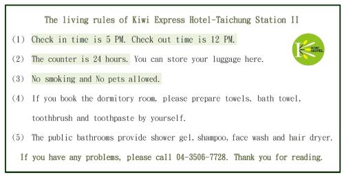 Kiwi Express Hotel-Taichung Station II