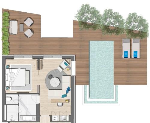 Suite, 2 zimmer, landschaftsblick, privatpool