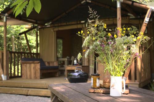 Iekārtas, Luxury Safari Tent with Hot Tub in Ancient Woodland in Houpbodlera
