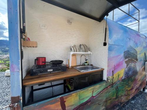 virtuve, Glamping Cielo Roto in Sutamarchán