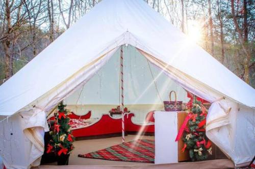 Candy Cane Glamp Yurt in the Woods