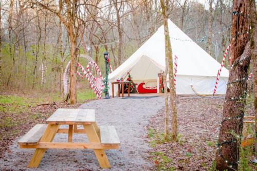 Candy Cane Glamp Yurt in the Woods