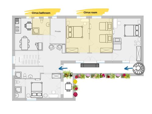 1 queen bed, 2 twin beds