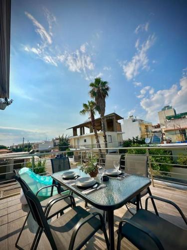 View, Red Harmony by the sea Pool and balcony in Mpournias