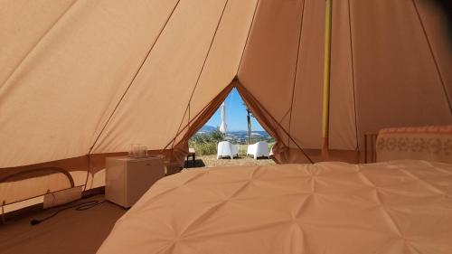 Bell tent in the vineyard with spectacular view