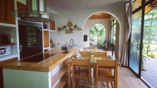 Kitchen, Hanoi Mountain View 3BR Private Villa, Natural Spring Infinity Pool, Healing Nature Retreat, VNese C in Quoc Oai