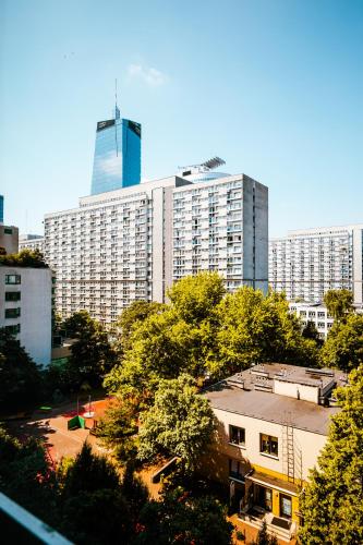 Warsaw Centrum Grzybowska Exclusive Apartment High Ceilings View by PolandBnB