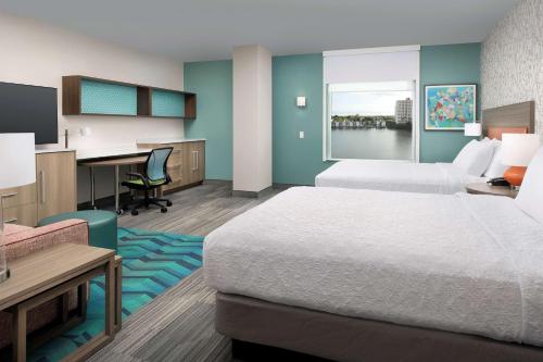 Queen Studio with Two Queen Beds - Non-Smoking room in Home2 Suites by Hilton Miami Airport South Blue Lagoon
