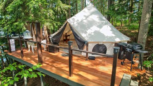 Indgang, Island Waterfront Glamping - HotTub, Boat, Pet Friendly in Old Forge (NY)