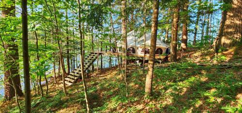 Udvendig, Island Waterfront Glamping - HotTub, Boat, Pet Friendly in Old Forge (NY)