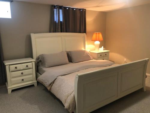 spacious basement suite with two bedrooms and two king size beds