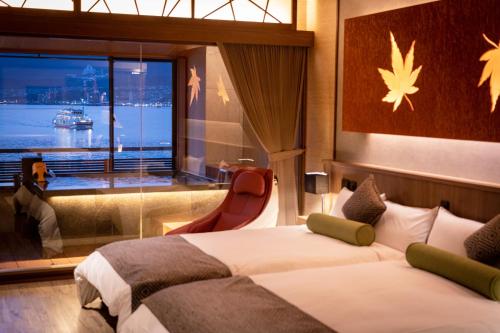 Chambre avec 2 lits, supérieure, vue sur la mer