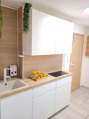 Kitchen, Appartement double climatise - Proche Tram & Centre near Les deux grenouilles