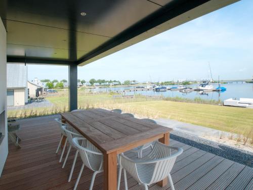 Modern design lodge directly at the water, in national park