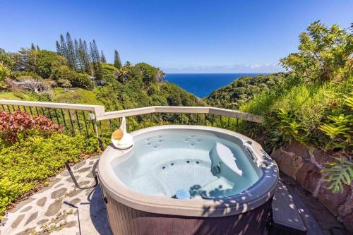 Opulent Waterfall House with Ocean Views in Haiku, Maui