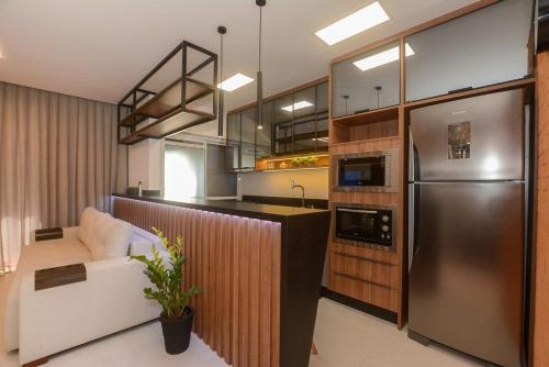 廚房, Apto 100m da Praia Com Piscina Aquecida e Lazer in 卡舒埃拉杜邦熱蘇斯