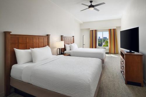 2 queen beds, 1 sofa bed