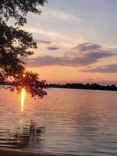 Okuninka Domek nad brzegiem jeziora Białe