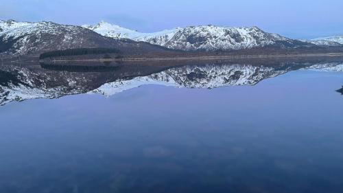 Waterfront mountain view cabin Lofoten